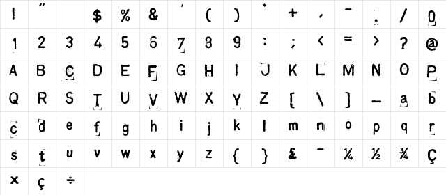 Kingthings Printingkit Regular  glyph index