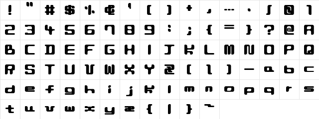 EOPla english  glyph index