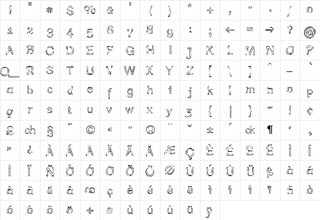 F2FBurnoutChaos LT Std Regular  glyph index