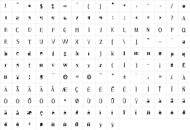 COLON IST  glyph index