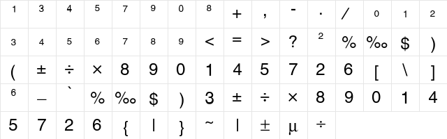 Alex-Fracs Regular  glyph index