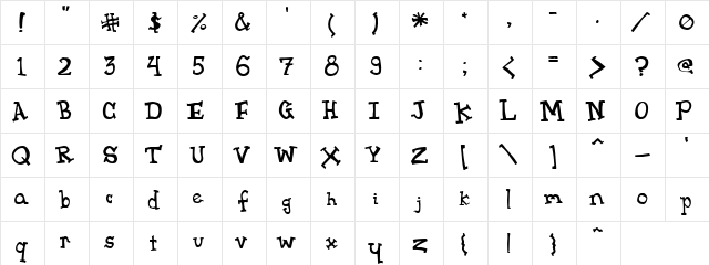 Pink Regular  glyph index