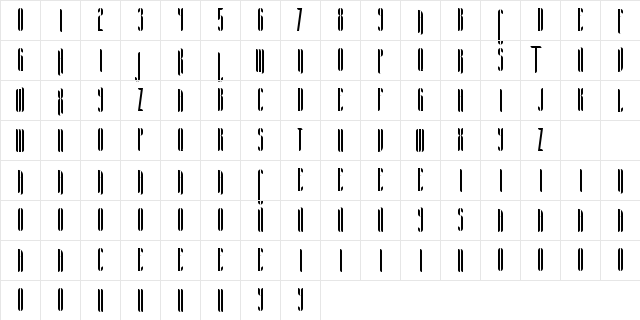 Aria Regular  glyph index
