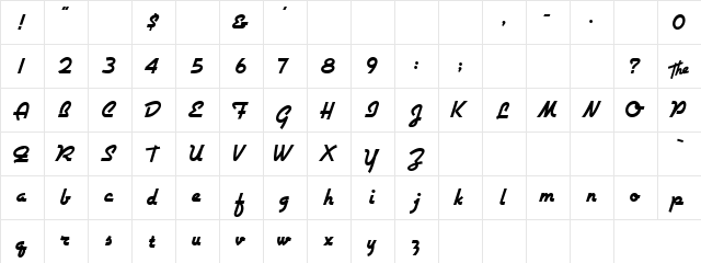 Knotted Regular  glyph index