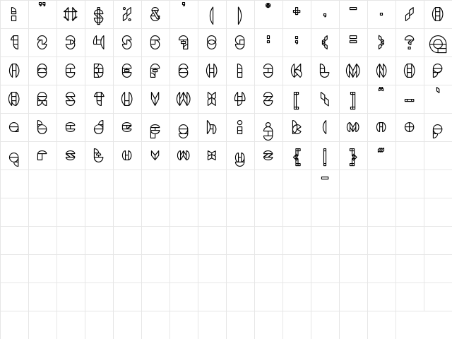 DRAGON FLY Regular  glyph index