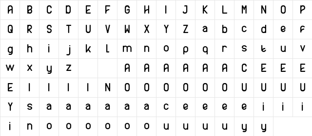 AXTON DEMO Regular  glyph index