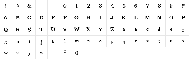 BaselineSSK Regular  glyph index