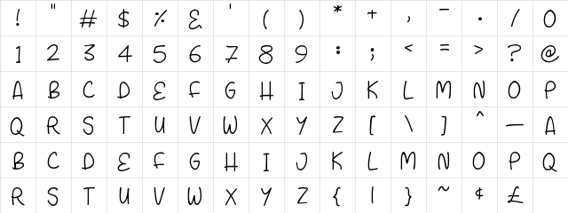 Shine With Me Regular  glyph index