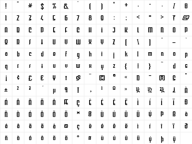 WILD1 Firstvision Exegesis Regular  glyph index