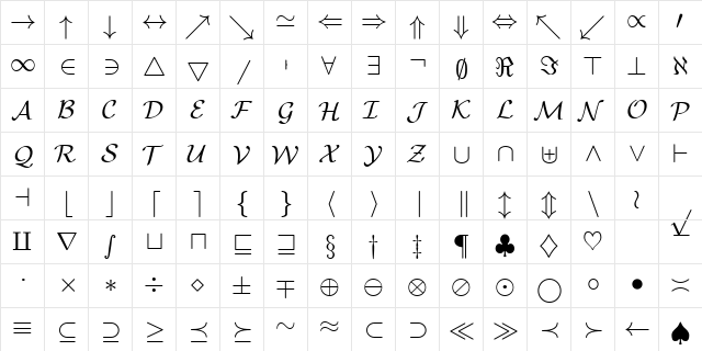 cmsy10 Regular  glyph index
