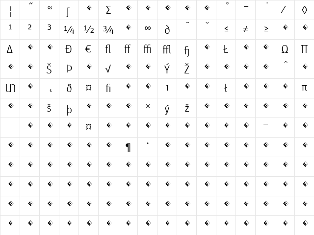 Unit-LightTFExpert Regular  glyph index
