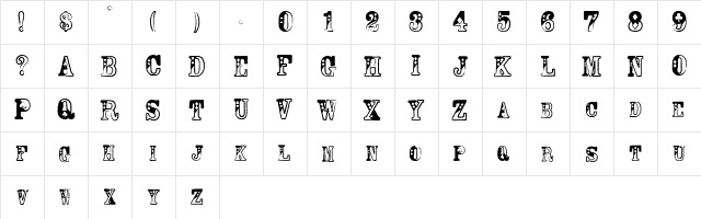 Casino Queen Normal  glyph index