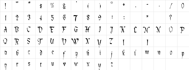 Hobo Regular  glyph index
