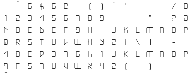 Escape Artist Regular  glyph index