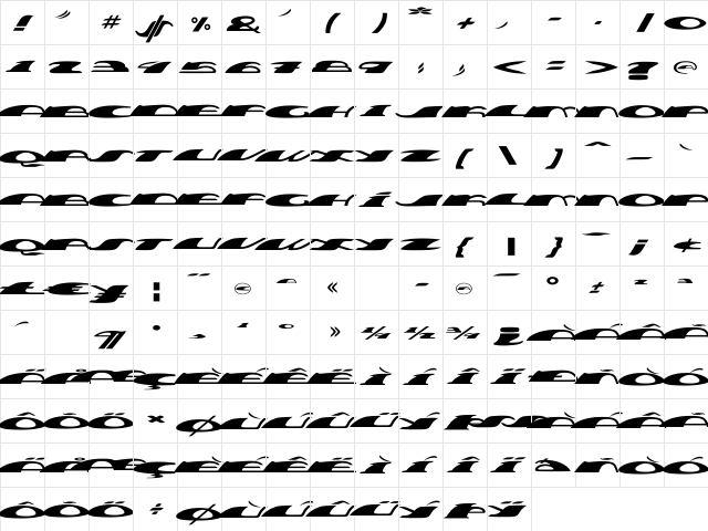 Cove Regular  glyph index