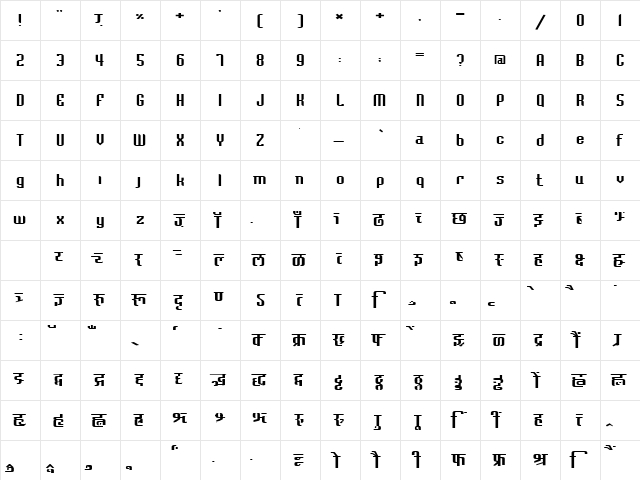 AkrutiOfficeAkshay Normal  glyph index