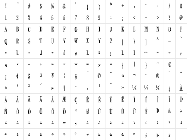 NurfStar 'Shaded' Regular  glyph index