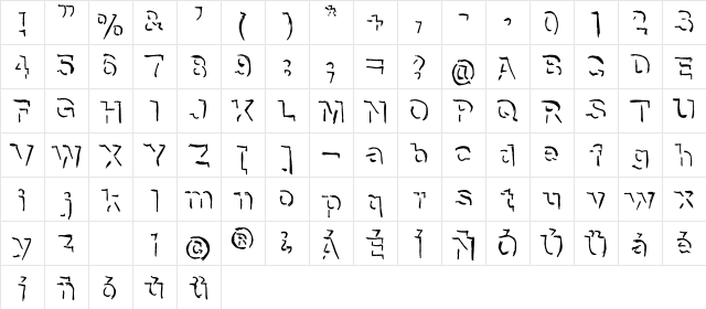 NeNe_WeNo Shadow HandWrite Regular  glyph index