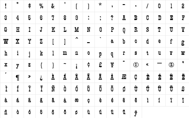CircusMN Regular  glyph index