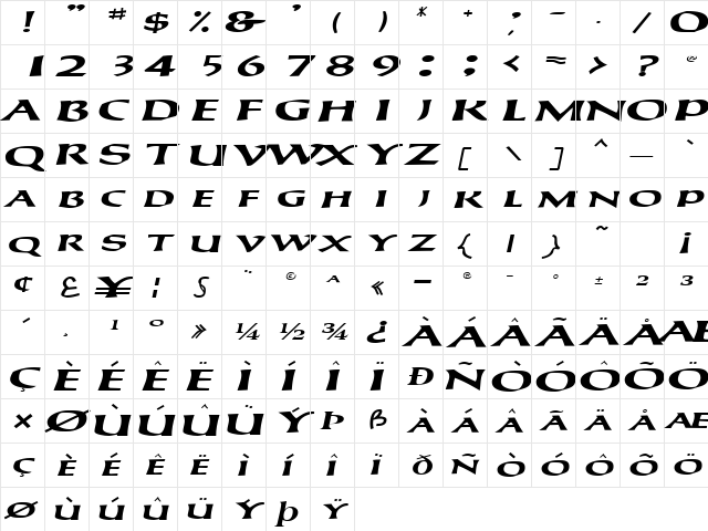 CayaugaSCapsSSK BoldItalic  glyph index