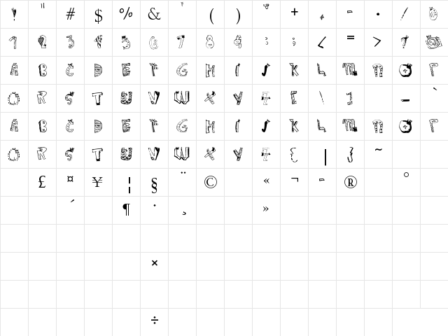 Crown Doodle {denne} Regular  glyph index