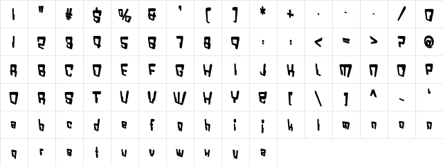 VTC Bad DataTrip Bold  glyph index
