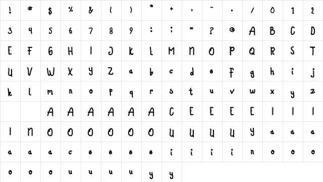 Happy Sunday 2 Regular  glyph index