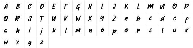 Buckles Regular  glyph index