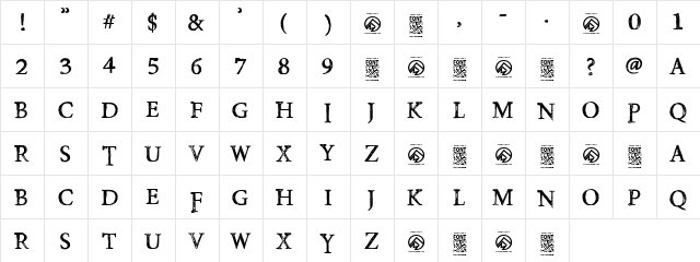 Poison Hope Regular  glyph index