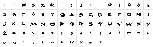 ShlopHappy Regular  glyph index
