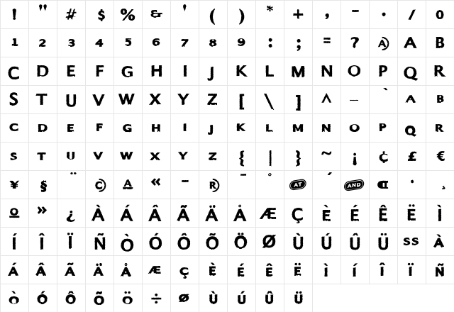 Alphabet4 Regular  glyph index