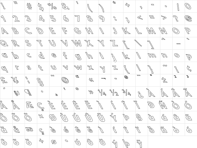 Hussar BdSuprOppOblOut  glyph index