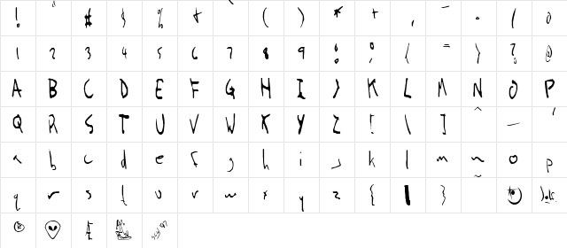 Jolf Regular  glyph index