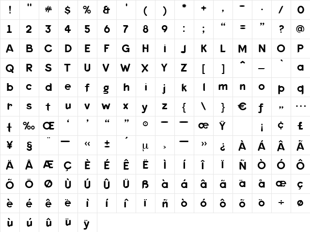 Isophan Regular  glyph index