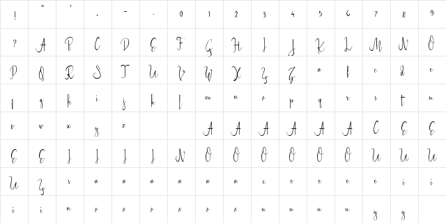 Starlight Demo Basic Regular  glyph index