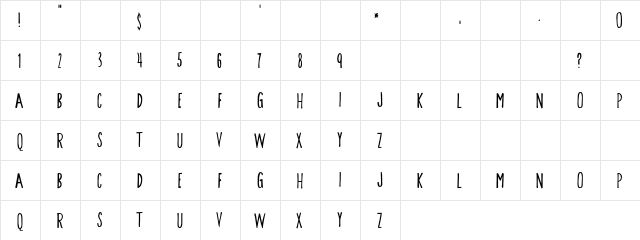 Songbird Regular  glyph index