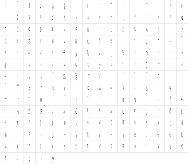 JokerWildAOE Regular  glyph index