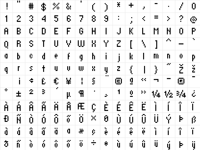 standard 07_57 Regular  glyph index