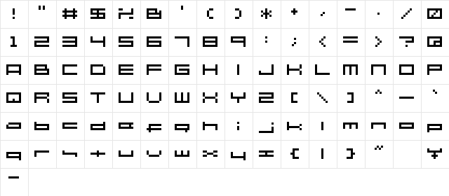 SG06 Regular  glyph index