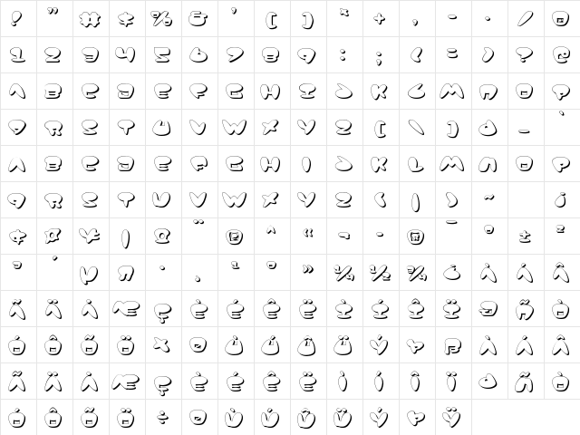 Jackson Shadow Shadow  glyph index