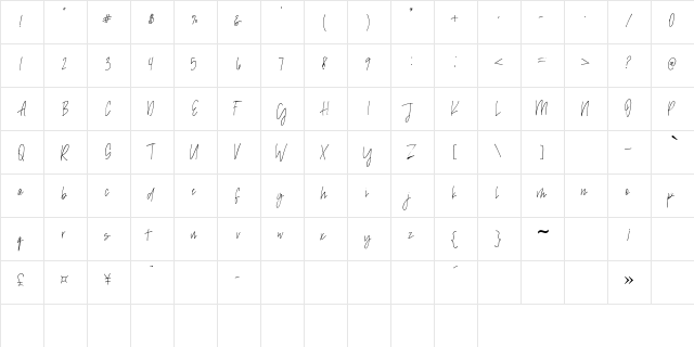 Madison Avenue Regular  glyph index