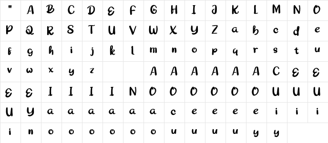 SHORTERdemo Regular  glyph index