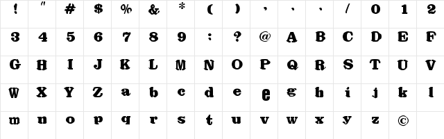 Register Regular  glyph index