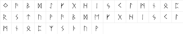 Urnordiska Runor Regular  glyph index