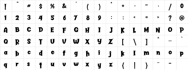 Butter Haunted Regular  glyph index