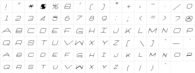 Architext-Itali Regular  glyph index