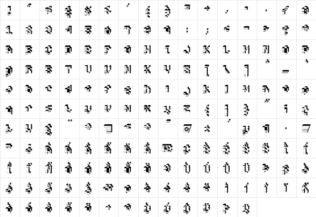 Hypercell Regular  glyph index