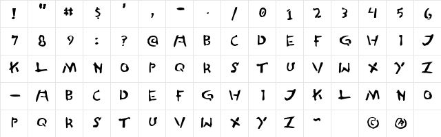 Ted Cannon Regular  glyph index