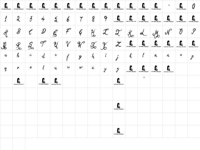 Sketchy Script Regular  glyph index
