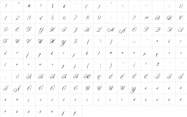 ZenithCP Regular  glyph index